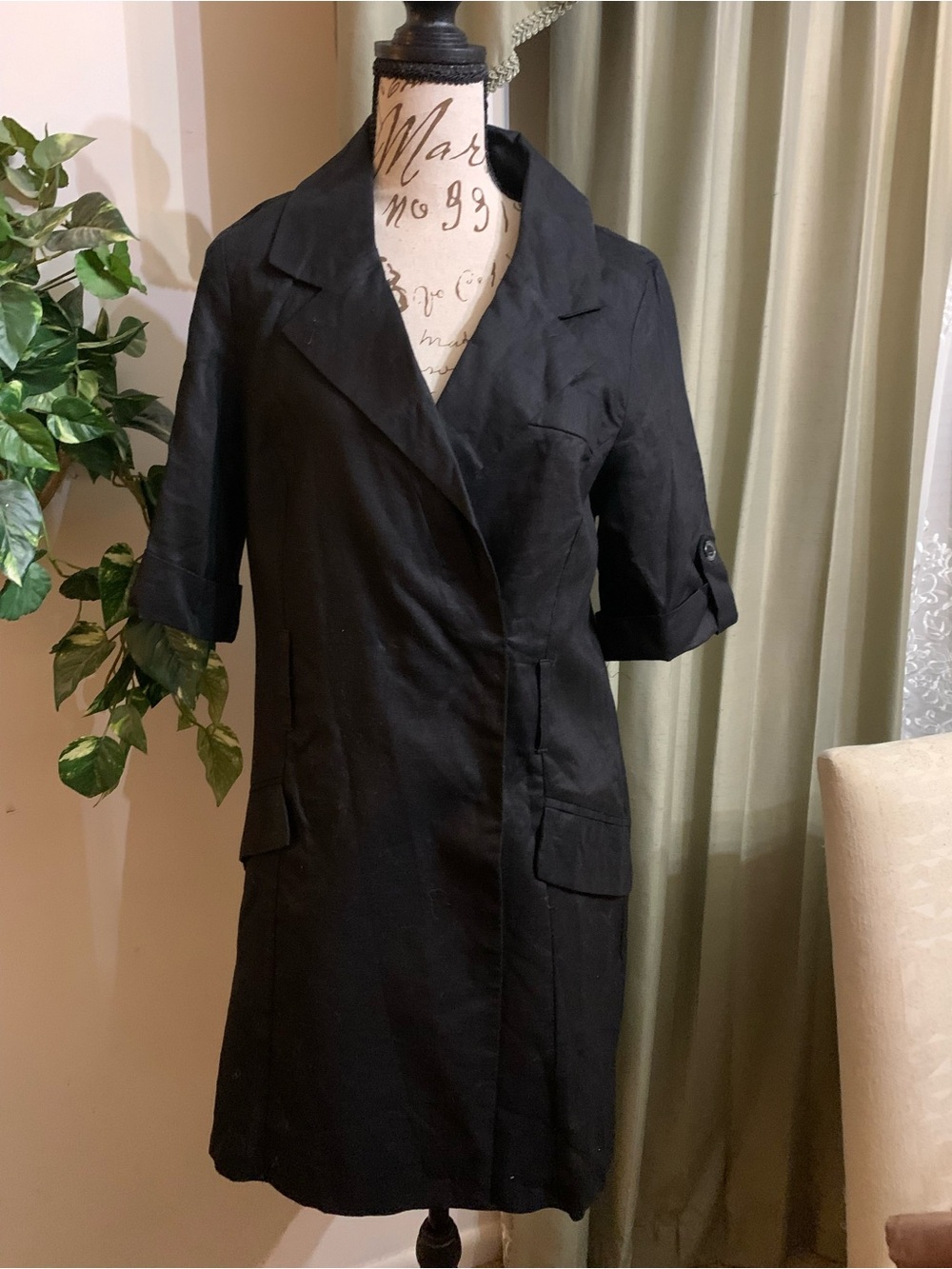 Classic Black Women's Lightweight Trench Dress